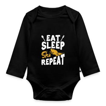 Food Sleeping Skiing Repetition Skiing - Organic Longsleeve Baby Bodysuit - black - Front