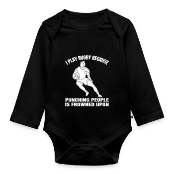 Rugbyspieler Rugby Geschenk Rugbyteam Rugbytrainer - Baby Bio-Langarm-Body - Schwarz - Vorne