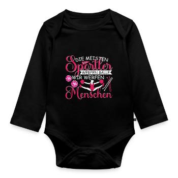 Cheerleading Cheerleader Wir werfen Menschen - Baby Bio-Langarm-Body - Schwarz - Vorne