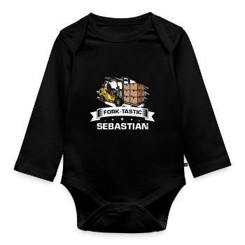 Gabelstaplerfahrer und Lagerhaus Gabestaplerfahrer - Baby Bio-Langarm-Body - Schwarz - Vorne