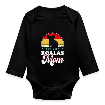 Koala Mama Muttertagsgeschenk - Baby Bio-Langarm-Body - Schwarz - Vorne