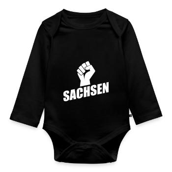 Sachsen Faust logo - Baby Bio-Langarm-Body - Schwarz - Vorne