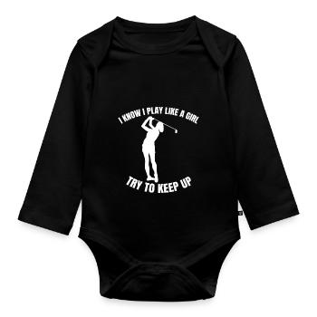 Golf Golf Club Golf Club Filles Balle de golf - Body Bébé bio manches longues - noir - Devant
