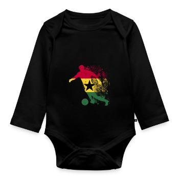 Nationalmannschaft Ghana Fußball Weltmeister - Baby Bio-Langarm-Body - Schwarz - Vorne