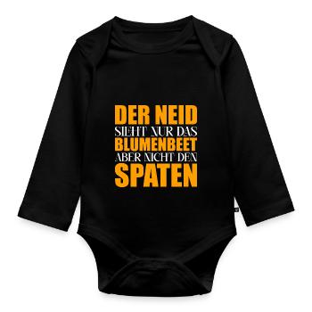 Neid Blumenbeet Spaten - Baby Bio-Langarm-Body - Schwarz - Vorne