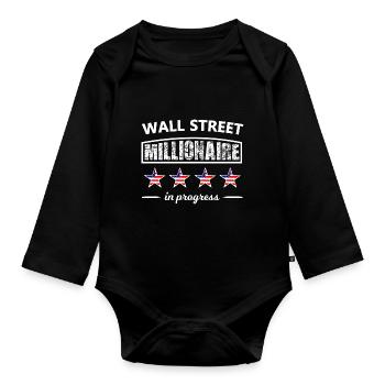 The Millionaires of Wall Street - Organic Longsleeve Baby Bodysuit - black - Front