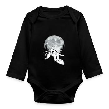 Snowboard Moon Lustige Snowboarder Freestyle Snow - Baby Bio-Langarm-Body - Schwarz - Vorne