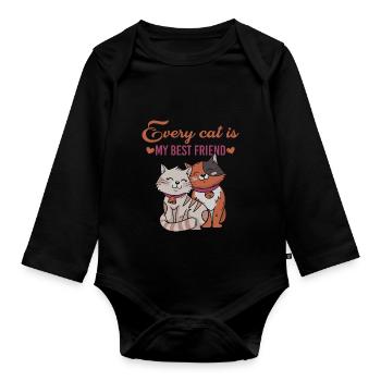 Katzenfreunde - Baby Bio-Langarm-Body - Schwarz - Vorne