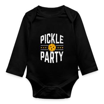 Pickle Party Funny Pickleball Player Coach Team - Organic Longsleeve Baby Bodysuit - black - Front