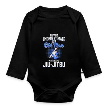 Ne sous-estimez jamais un vieil homme Jiu Jitsu BJJ Jiu-J - Body Bébé bio manches longues - noir - Devant