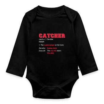 Baseball Catcher Softball Catcher Player Funny - Baby Bio-Langarm-Body - Schwarz - Vorne