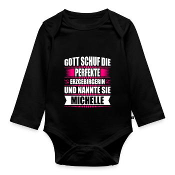 Erzgebirge Frau Namen Sachsen Michelle - Baby Bio-Langarm-Body - Schwarz - Vorne