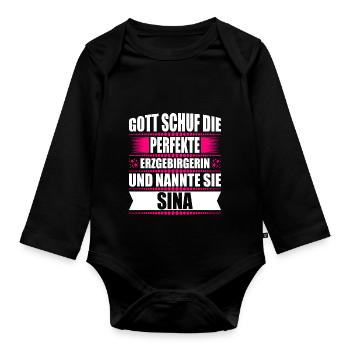 Erzgebirge Frau Namen Sachsen Sina - Baby Bio-Langarm-Body - Schwarz - Vorne