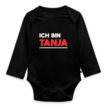 Tanja Name Spruch für stolze Tanjas - Baby Bio-Langarm-Body - Schwarz - Vorne