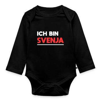 Svenja Name Spruch für stolze Svenjas - Baby Bio-Langarm-Body - Schwarz - Vorne