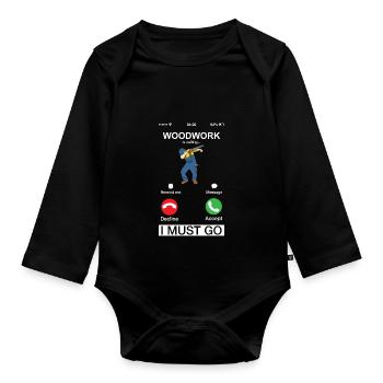 Woodwork appelle Funny Dabbing Carpenter Humor - Body Bébé bio manches longues - noir - Devant