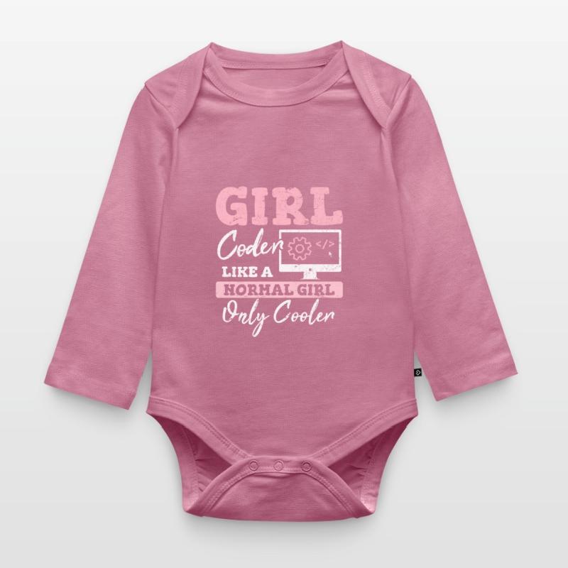 Drôle de fille Codeur Code de programmation informatique Développement Web Body Bébé bio manches longues