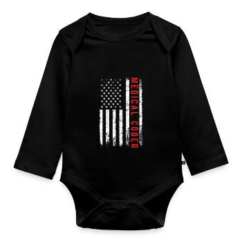 Medical Coder Medical Biller Billing ICD American - Organic Longsleeve Baby Bodysuit - black - Front