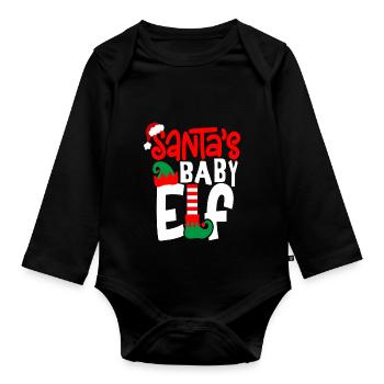 Le bébé lutin du Père Noël - Body Bébé bio manches longues - noir - Devant