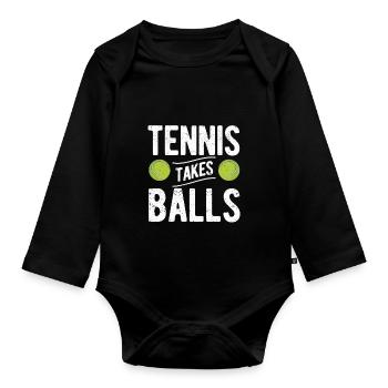 Le tennis prend des balles fan d'entraîneur de joueur de sport drôle - Body Bébé bio manches longues - noir - Devant