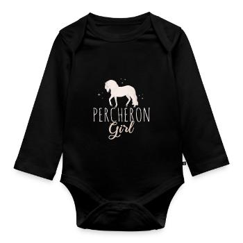 Percheron Horse Girl Horses Lover Horse Riding Hor - Organic Longsleeve Baby Bodysuit - black - Front