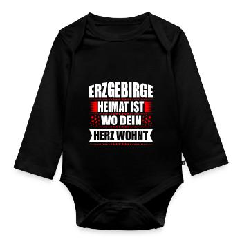 Erzgebirge Heimat Herz Wohnt Geschenk Weihnachten - Baby Bio-Langarm-Body - Schwarz - Vorne