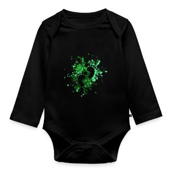 Éclaboussure de couleur d'empreinte de bébé - Body Bébé bio manches longues - noir - Devant
