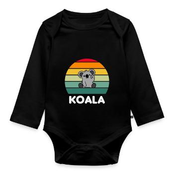 koala vintage retro - Organic Longsleeve Baby Bodysuit - black - Front