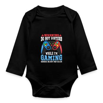 not disturb While Gaming - Organic Longsleeve Baby Bodysuit - black - Front
