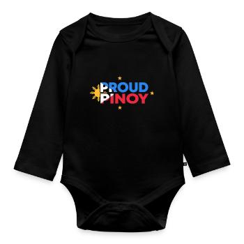 Flaggenfarben-Design für stolze Pinoys - Baby Bio-Langarm-Body - Schwarz - Vorne