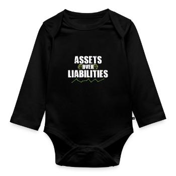 Assets Over Liabilities Cool Accounting CPA Pun - Organic Longsleeve Baby Bodysuit - black - Front