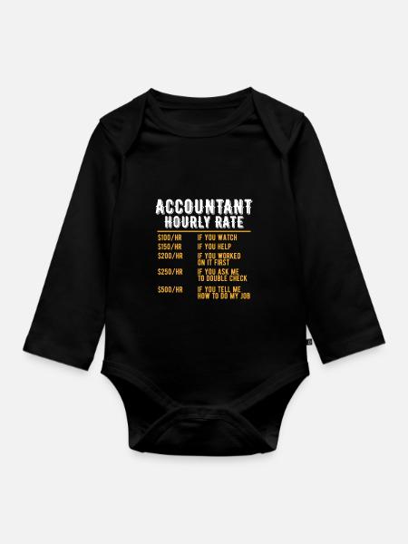 Lustiger Buchhalter Stundensatz Buchhaltung CPA Humor - Baby Bio-Langarm-Body - Schwarz