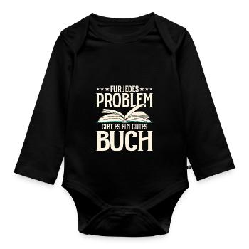 Für jedes Problem gibt es ein gutes Buch Literatur - Baby Bio-Langarm-Body - Schwarz - Vorne