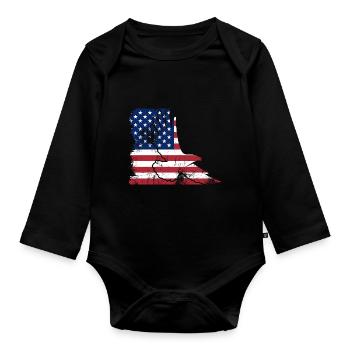 Flagge USA Adler - Baby Bio-Langarm-Body - Schwarz - Vorne