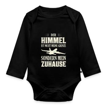 Der Himmel ist nicht meine Grenze Fliegen Pilot - Baby Bio-Langarm-Body - Schwarz - Vorne