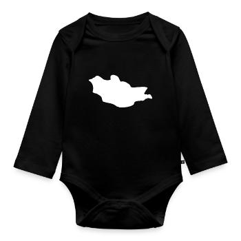 Mongolia map flag - Organic Longsleeve Baby Bodysuit - black - Front