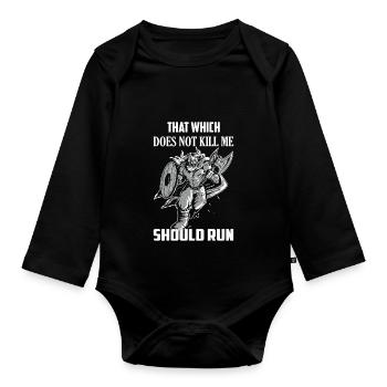 That Which Does Not Kill Me Should Run Vikings Nor - Baby Bio-Langarm-Body - Schwarz - Vorne