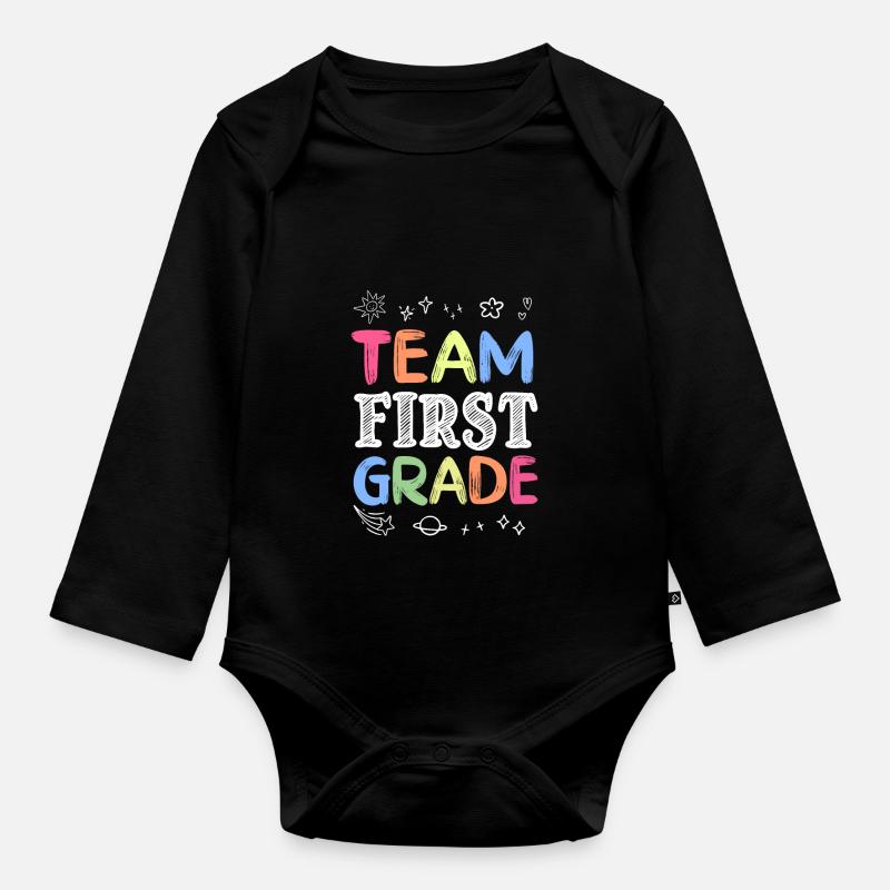 Team First Grade Back to School Teaching Student - Baby Bio-Langarm-Body - Schwarz
