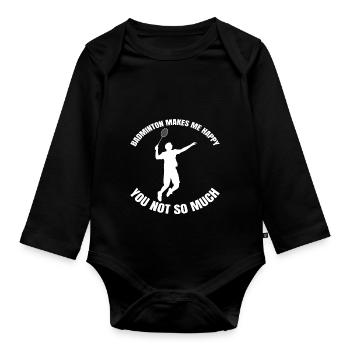 Badminton player Badminton fan Badminton - Organic Longsleeve Baby Bodysuit - black - Front