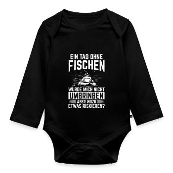 Ein Tag Ohne Fischen - Baby Bio-Langarm-Body - Schwarz - Vorne