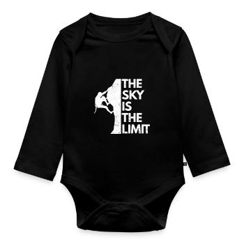 Climbing shirt Climber The sky is the limit - Organic Longsleeve Baby Bodysuit - black - Front