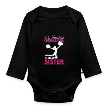 Meine Lieblings-Cheerleaderin ist meine Schwester - Baby Bio-Langarm-Body - Schwarz - Vorne