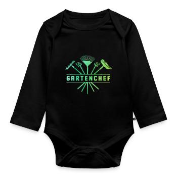 Gartenchef Gärtnerei Gärtner Garten Rasenmäher Gär - Baby Bio-Langarm-Body - Schwarz - Vorne