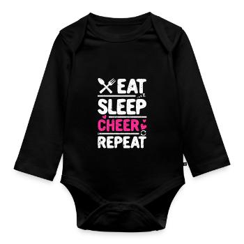 Eat Sleep Cheer Repeat Funny Cheerleader Cheering - Baby Bio-Langarm-Body - Schwarz - Vorne