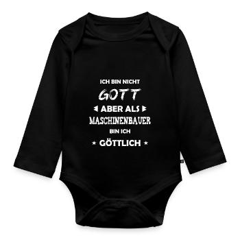 Maschinenbauer Geschenk Spruch - Baby Bio-Langarm-Body - Schwarz - Vorne