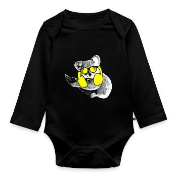 Koala Tierliebhaber Kopfhörer Sonnenbrille Musik K - Baby Bio-Langarm-Body - Schwarz - Vorne