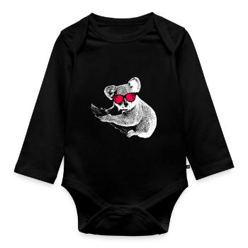 Koala Tierliebhaber Naturfans Sonnenbrille Musik K - Baby Bio-Langarm-Body - Schwarz - Vorne