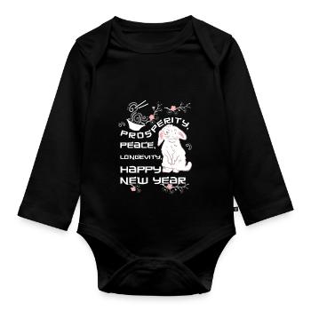 Neues Jahr - Happy New Year - Organic Longsleeve Baby Bodysuit - black - Front