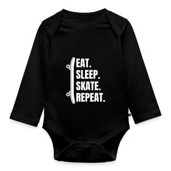 Skateboarding Skater Skate-Fan Skaten Skateboard - Baby Bio-Langarm-Body - Schwarz - Vorne