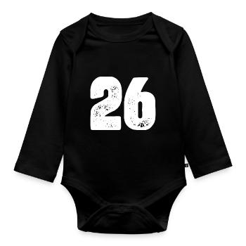 26 Number jersey - Organic Longsleeve Baby Bodysuit - black - Front